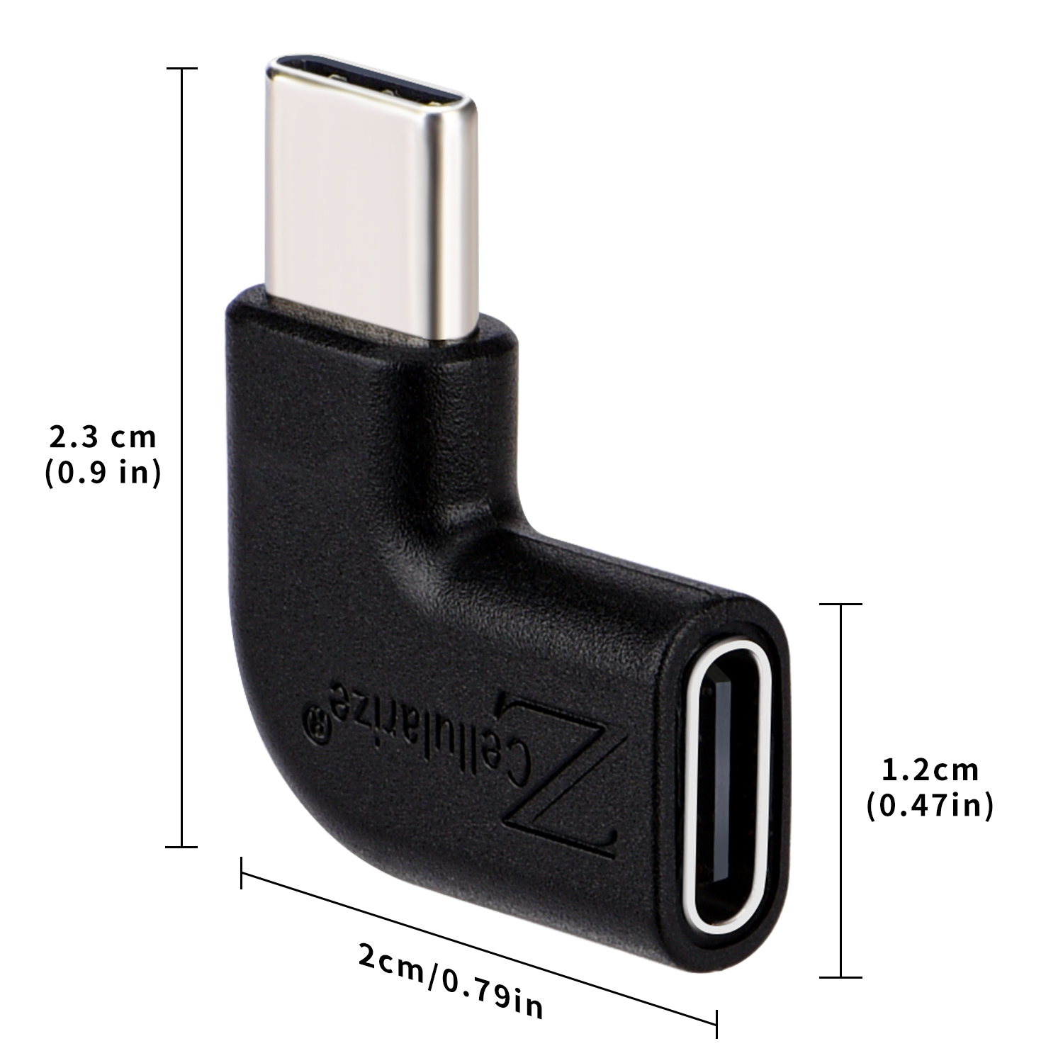 Right Angle USB C Adapter (2 Pack) - Cellularize