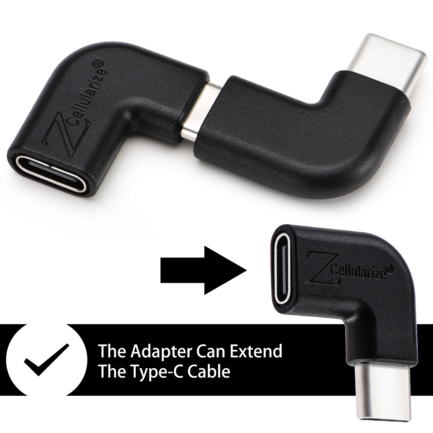 Type-c USB 90 degree Male to USB-C Female Extension OTG Cable Extender Cord SG