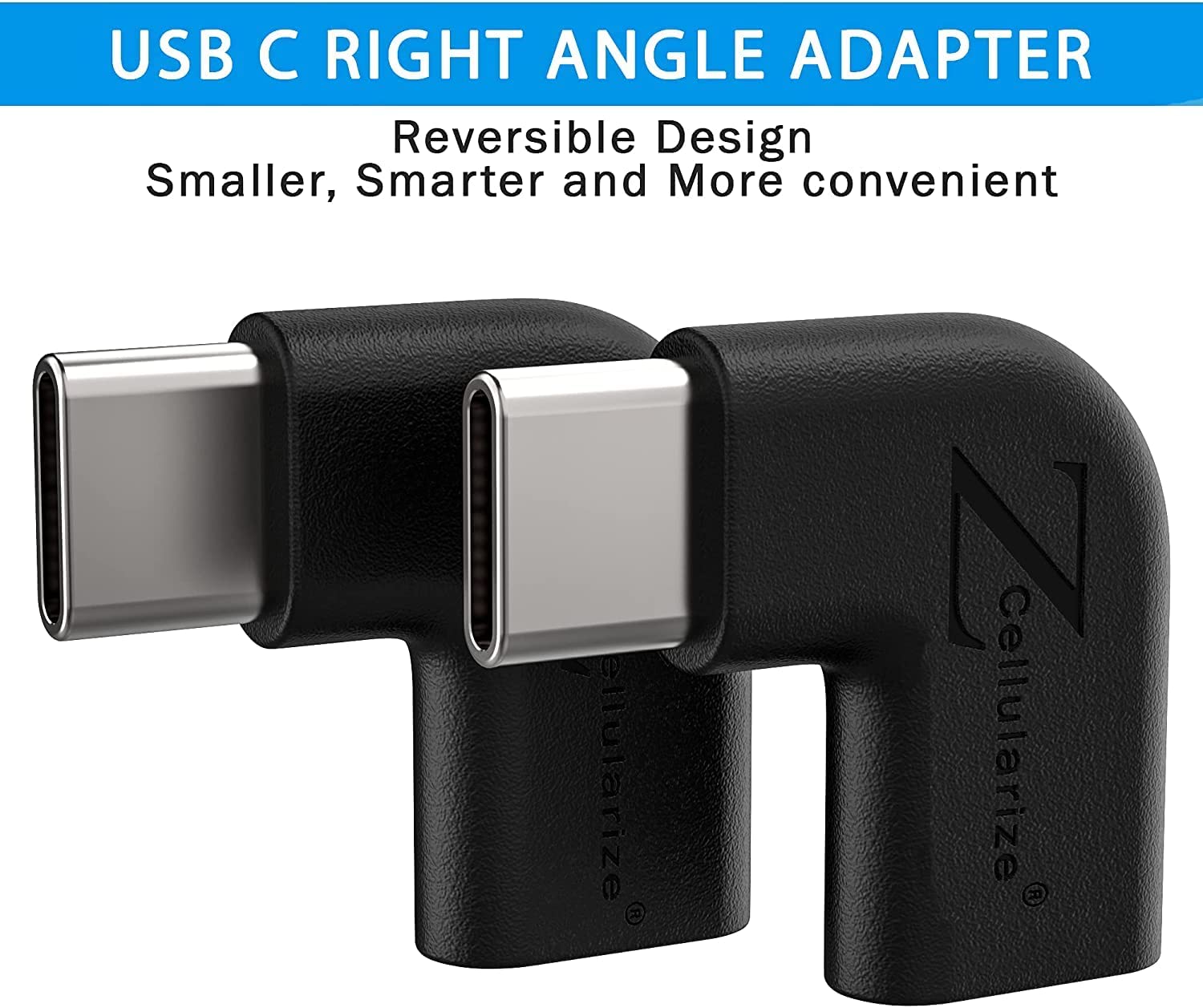 90 Degree USB C Female to USB C 3.1 Male Extension Adapter,Compatible MacBook Pro Surface Book 2,Chromebook,Pixelbook,Samsung Galaxy 10 S9 S8+ Note 9 8（Left-Right） 2-Pack USB C Right Angle Adapter 