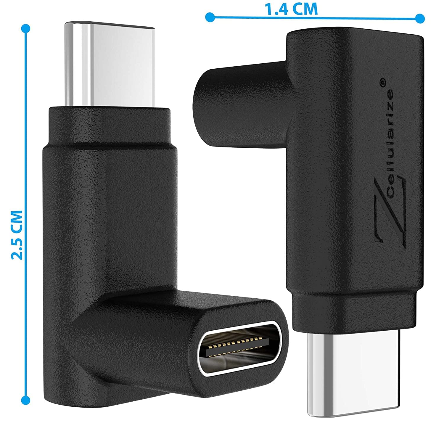 Right Angle USB C 90 Degree Adapter Up Down (4 Pack) Cellularize 40Gbps  Type C Male to Female Extender 8K@60Hz Video 100W Thunderbolt 4/3 Data for